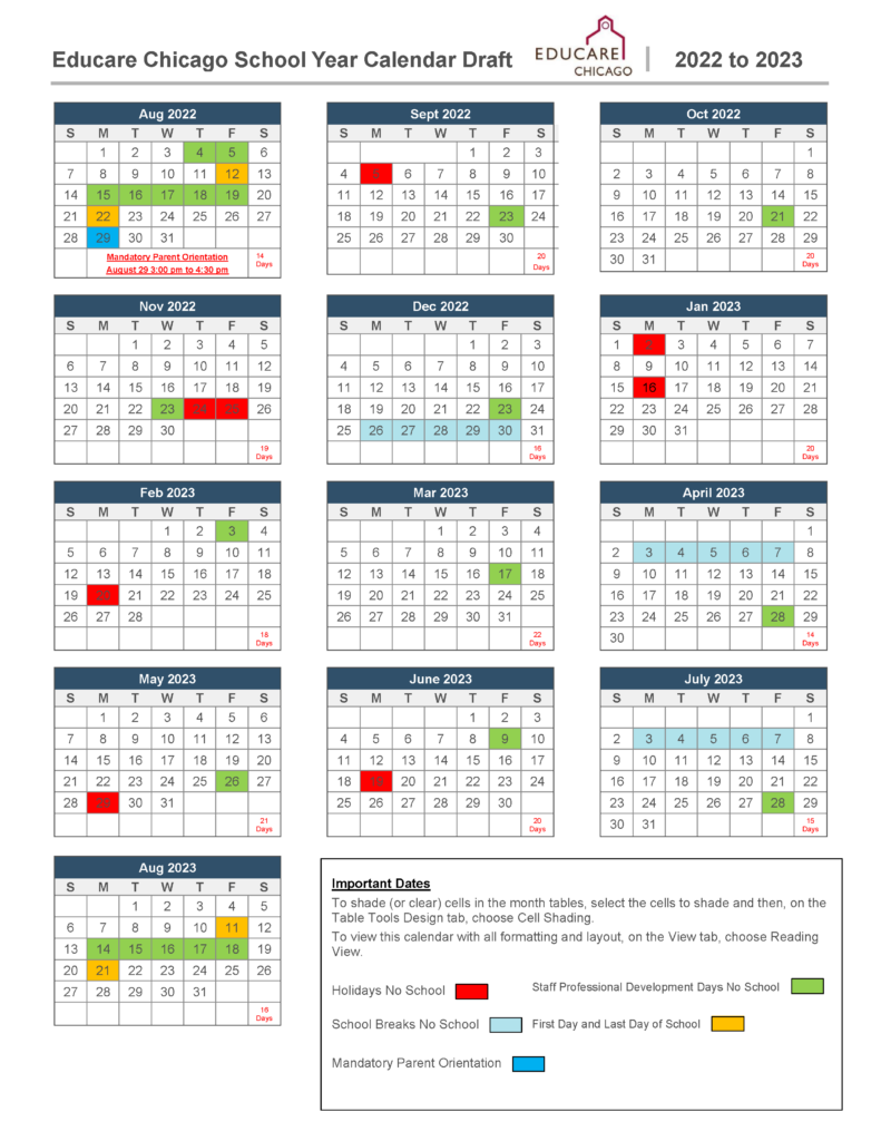 Educare 2022 - 2023 School Calendar